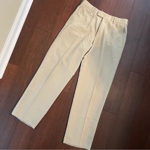 Khaki dress pants with zipper closure